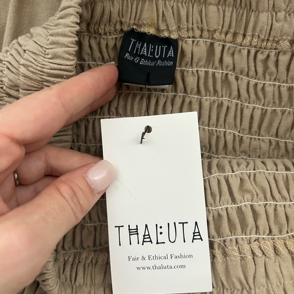 Thaluta 100% Organic Cotton Boho Festival Maxi Skirt or Dress Keela Beige OS - Picture 8 of 11